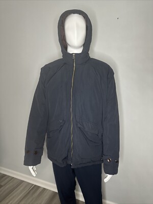 Paul Smith Puffer Jacket Mens Medium Navy Blue Duck Down Button Up SIZE XL 