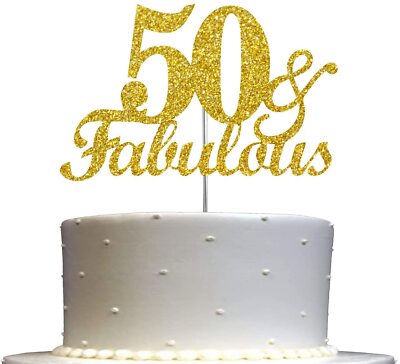 Tortenaufsatz Zum 50. Geburtstag – Glitzernde „Happy 50th“ Dekoration Aus Karton Für Kuchen & Desserts