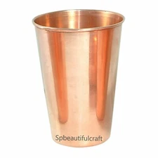 Pure Copper Water Tumbler Smooth Drinking Glass Ayurveda Health Benefits 400ML