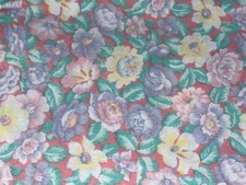 1/2 Yd Vintage Pansy Buttercup Daisy Floral Cotton BTHY Fabric Purple Yellow