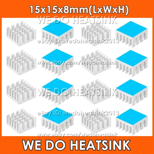 15x15x8mm Silver Slotted Heatsink Radiator Cooler With Thermal Pad for CPU IC