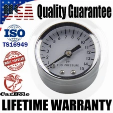 0-15 Psi 1.5" Fuel Pressure Gauge Liquid Filled,1/8" Npt, For Holley Edelbrock