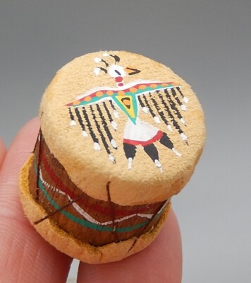 Vtg  Sal'e-jo Native American Eagle Drum Artisan Dollhouse Miniature 1:12