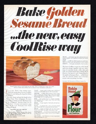 1967 Robin Hood Enriched Flour Bake Golden Sesame Bread CoolRise Print Ad Vtg 