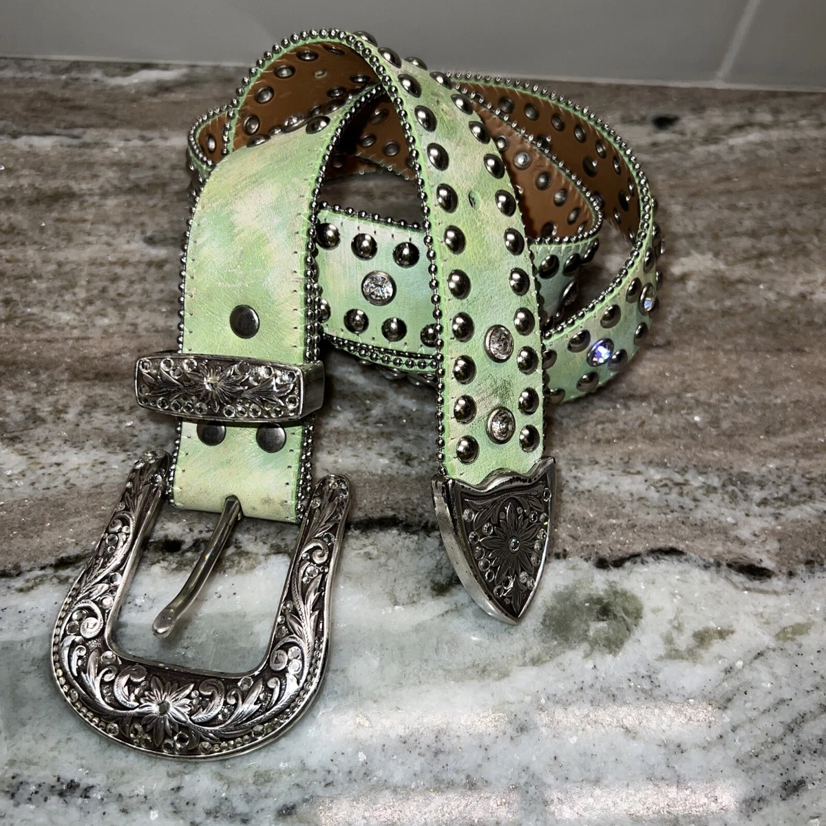 Green Rhinestone Belts for Women for sale | eBay display picture 1