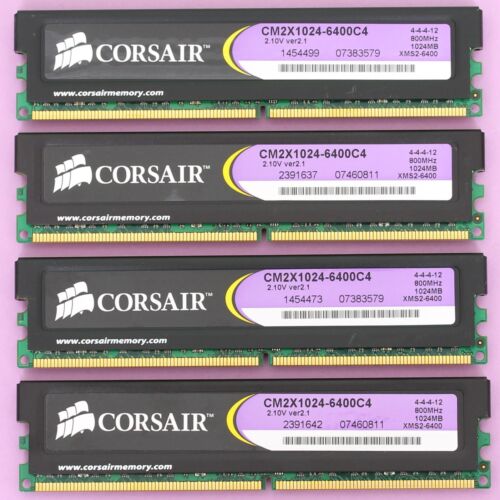 4GB DDR2 RAM (4x1GB) Corsair XMS2 PC2-6400 800Mhz C4 Memory Kit CM2X1024-6400C4