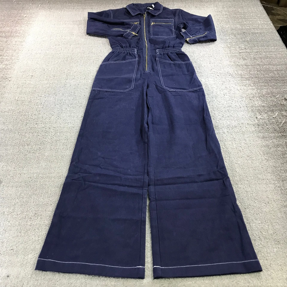 LF Markey Jumpsuit Womens 2 US Navy Blue Boilersuit Jumpsuit Copper - Image 3 of 4