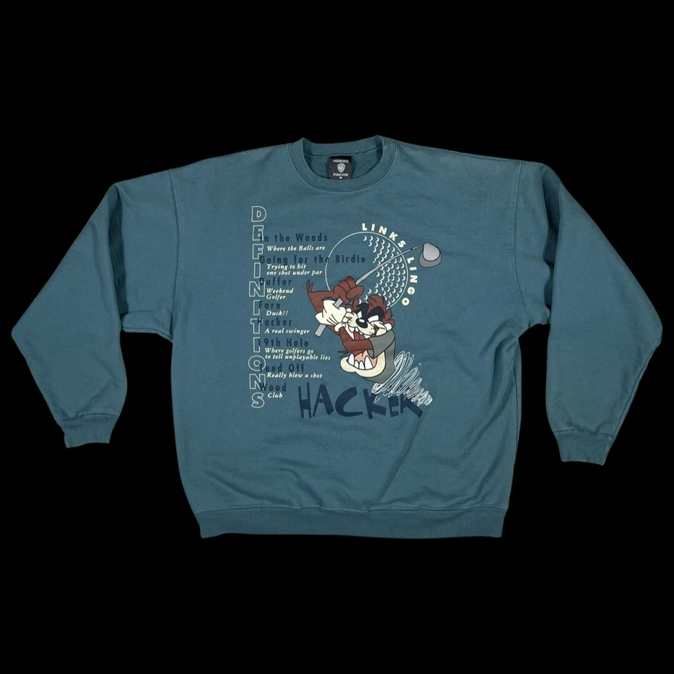 Vintage 90s Taz Sweatshirt Mens Large Crewneck 1996 Warner Bros Golf Made In USA — 第 2/4 张图片