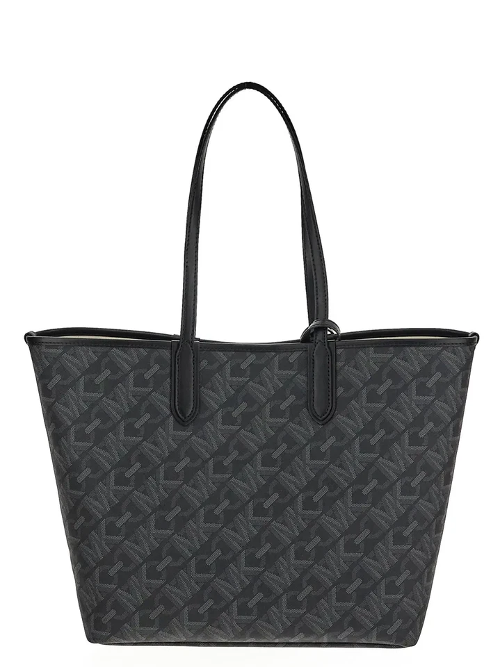 Bolsa tote aberta Michael Kors Eliza grande East West Signature, preta/branca óptica, nova - Imagem 3 de 4
