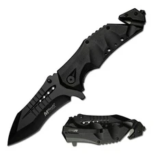 MTech USA – Spring Assisted Folding Knife – Black Stainless Steel Blade and