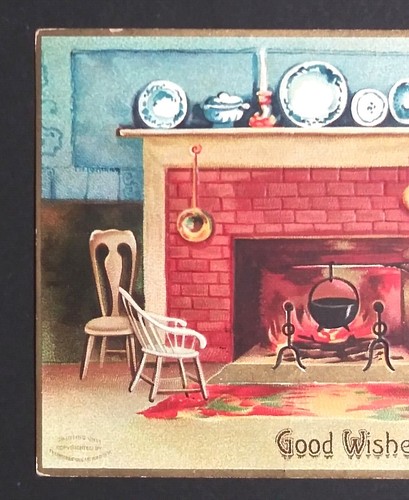 Good Wishes for Thanksgiving Day Hearth Clapsaddle 1907 Int Art Pub Co Postcard - Picture 2 of 7