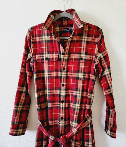 New Polo Ralph Lauren PLAID COTTON TWILL SHIRTDRESS In Red. Size 4 - Picture 7 of 11