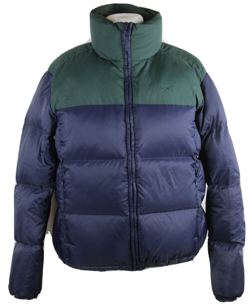 Lacoste Daunenjacke, blau/grün,leicht,versteckbare Kapuze Damen Gr
