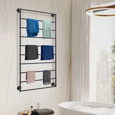 Wall Mounted Bathroom Towel Rack 10 Tiers Iron Scarf Organizer Stand For Home