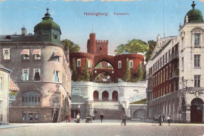 Postcard Terraces Terrassen Helsingborg Sweden DB