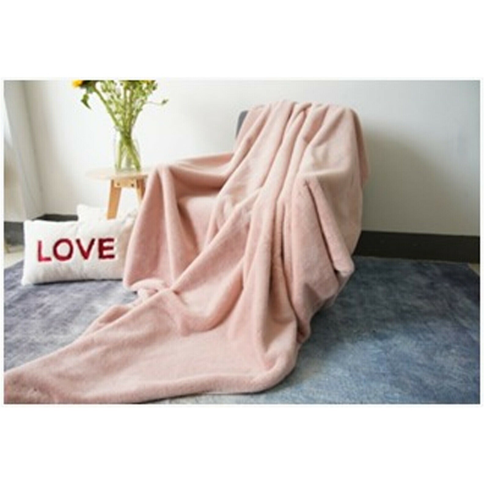 Rabbit Faux Fur Cozy Super Soft Blanket Warm Bed Double Bed Throws eBay