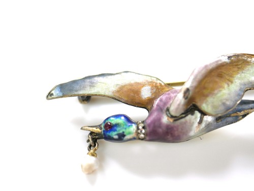 fino broche Art Nouveau "Pato" - MEYLE & MAYER - ~1900 - Esmalte - Plata - Imagen 7 de 10