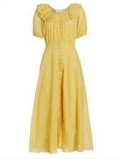 THE GREAT. THE SUNRISE RUFFLED MIDI DRESS SIZE 3 ( L ) BRAND NEW WITH TAGS