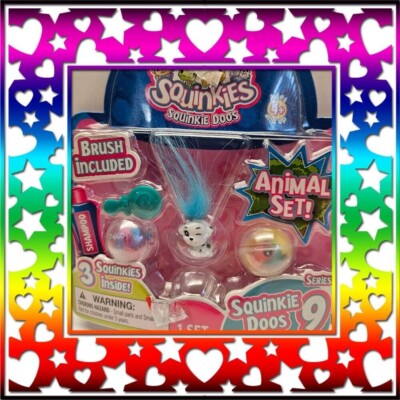 Squinkies Squinkee Doos Series 9 Animal Set 3 Squinkees inside Brush included