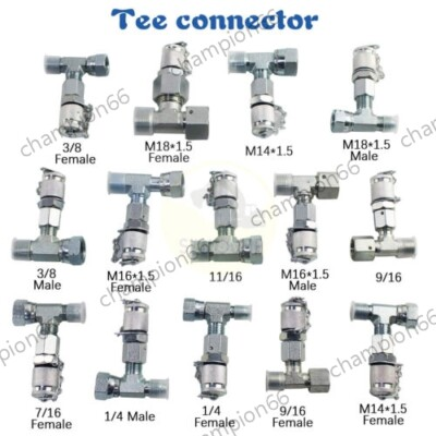 #ad 14pcs Tee Fitting Adapters Connector for Hydraulic Pressure Gauge Test Kit $79.90