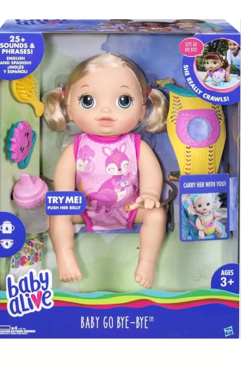 Baby Alive Baby Go Bye Bye Blonde Hair Doll 25 Sounds Phrases
