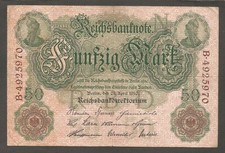 Germany - Empire 50 Mark 21.4.1910; VF; P-41; BNB-B206d5; Letter  N 