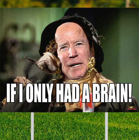 If I only had a Brain (Biden)- Yard Sign w/yard stake - Double Sided - 24"x18" - Afbeelding 1 van 1