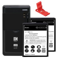 2x 1520mAh Grade A Battery Universal Charger Bracket for Alcatel GO FLIP 4044V