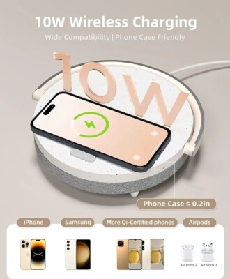 EZVALO Music Bedside 4 in 1 Touch Lamp Wireless Charger Bluetooth Speaker