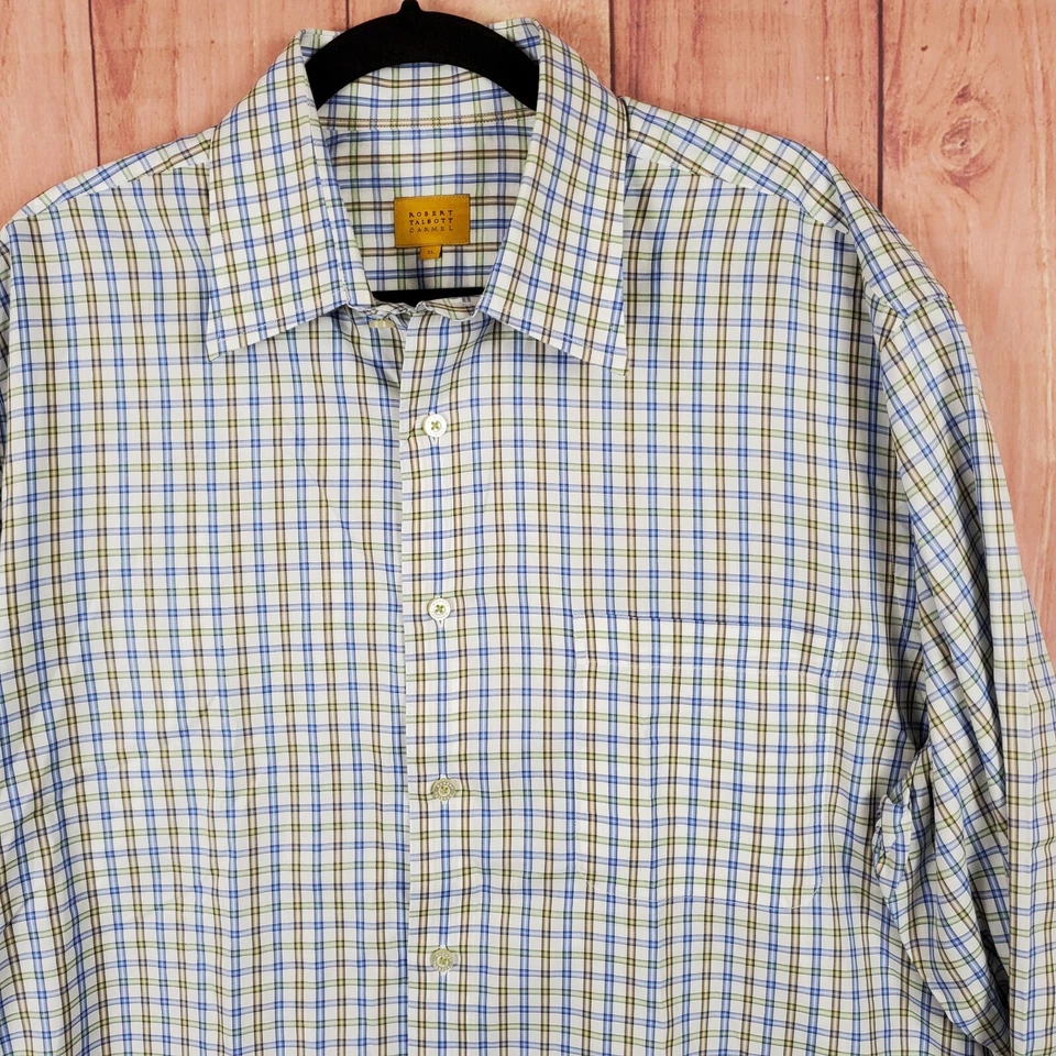 Camisa de vestir Robert Talbott Carmel para hombre talla 2XL (etiquetada XL) a cuadros con botones Foto 2 de 4