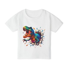 Colorful T-Rex Roaring Toddler T-shirt Dinosaur Kids Tee