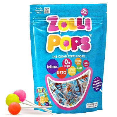 Zollipops Clean Teeth Pops Sugar Free Candy with Xylitol, Dye-Free Lollipops - K