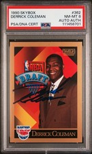 1990 SKYBOX #362 DERRICK COLEMAN PSA 8 AUTO AUTHENTIC