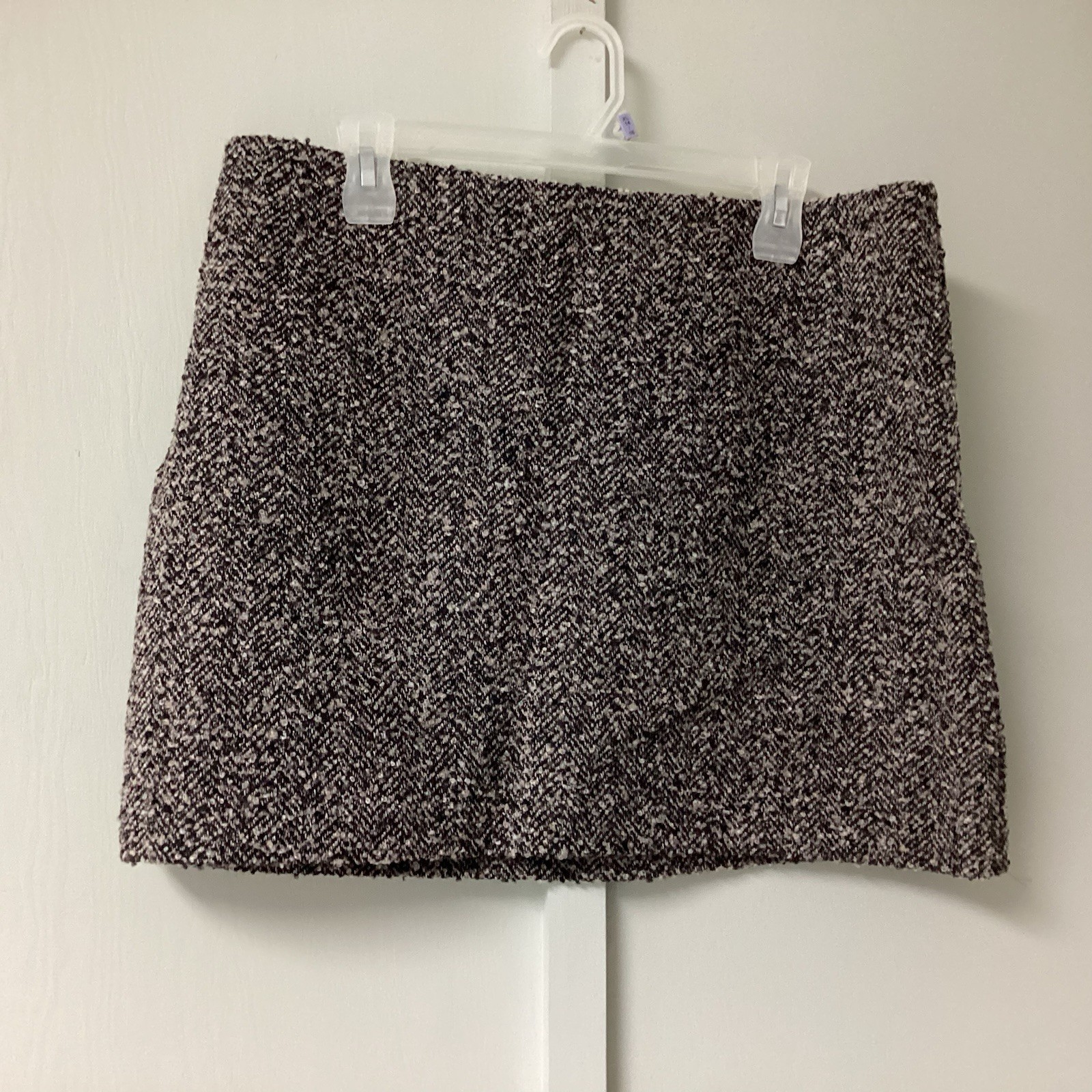 New H & M Skirt Women's Size 12 BrownBlack Tweed Wool Blend Lined A-Line Mini thumbnail 3