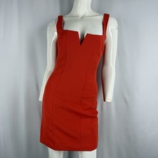 Hello Molly Red V-Neck Notch Bodycon Mini Dress Party Cocktail Small (Sz 4)