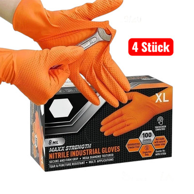 8 Mil strapazierfähige orange Nitrilhandschuhe - Diamond Grip Mechaniker Arbeit