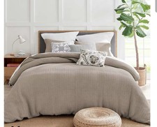 Mills Waffle King Duvet Cover Set 100 cotton Fawn
