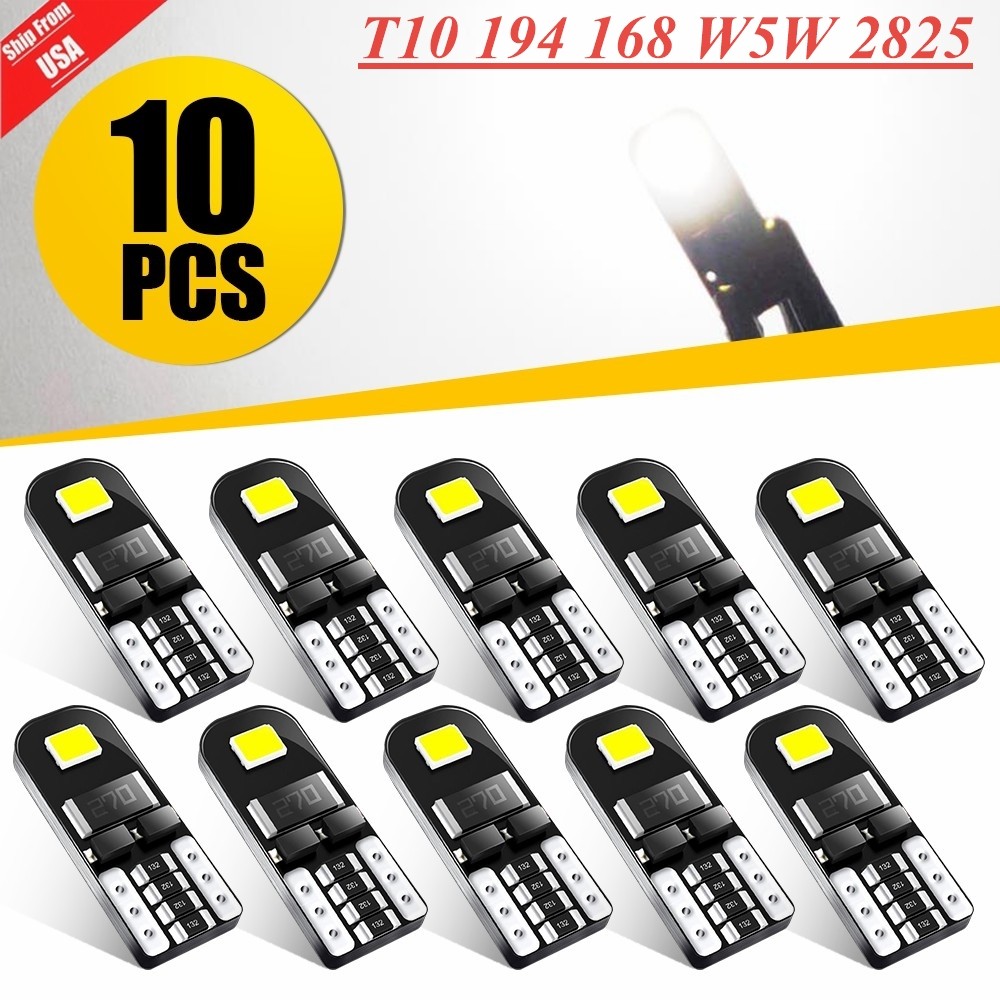 AUXITO LED License Plate Tag Light Bulb Bright W5W 168 194 2825 T10 White 6000K