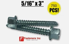 (QTY 750) 5/16" x 3" Hex Washer Lag Screws 7/16" High Head Satellite Garage Door