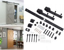 Sistema binario porta scorrevole per porta fienile 2 m nero ferramenta per soppalco max 150 kg