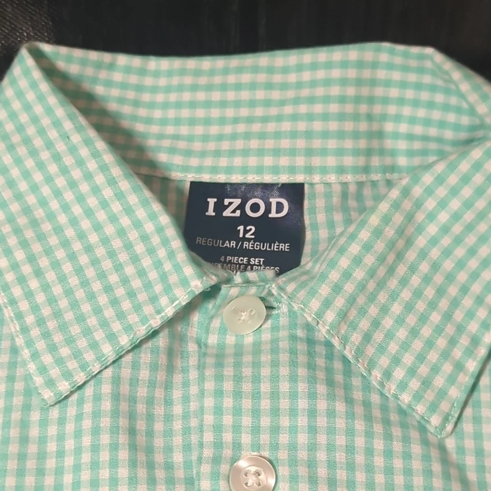 Izod Niños Manga Larga Avaricia Cuadros Botones Talla 12 Foto 3 de 4