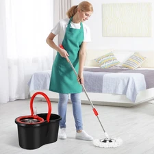 Spin Mop And Bucket with Wringer Set - 360° Swivel, 3 Microfiber Heads, Cleaning