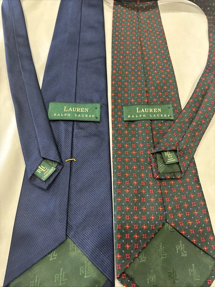 Lote de 2 corbatas de seda Ralph Lauren de colección años 90 hechas en EE. UU. Foto 3 de 4