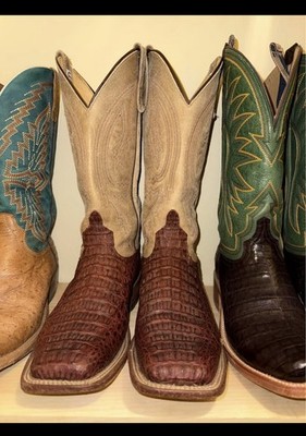 Anderson Bean Caiman Square Toe Boots 8D 