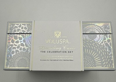 New Sparkling Cuvee The Celebration Set by Voluspa 2 Pc 9oz Candle /100 Diffuser