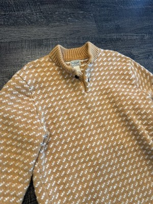 L.L. Bean Classic Ragg Wool Henley Sweater 100% Lambswool Men s Large