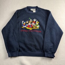 Disney Store Mickey and Friends Navy Blue Fleece Sweatshirt Embroidered Small