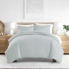 Light Blue Modern Diagonal 3-Piece King Cal King Duvet Cover Set