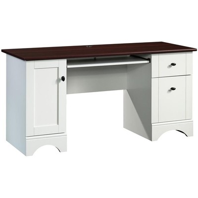 Sauder Select Engineered Wood Computer Desk in Soft White/Cherry