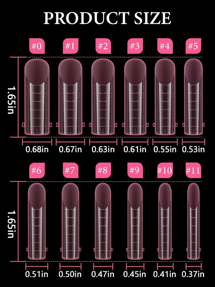 Formas de uñas de poli gel para dedos de los pies, rosa largo cuadrado formas dobles para extensión de uñas Pedi Foto 4 de 4
